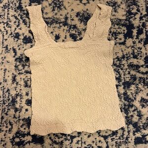 Free People Cream Textured Tank Top